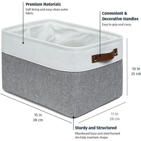 Large Fabric Storage Bins 3 Pack Closet Organizer Baskets for Shelves Linen - Picture 3 of 7